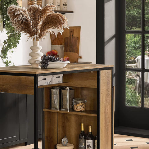 Rootz Bartafel met Uitschuifbaar Tafelblad - Keuken - Ontbijtbartafel - Koffiebar met Opvouwbaar Werkblad