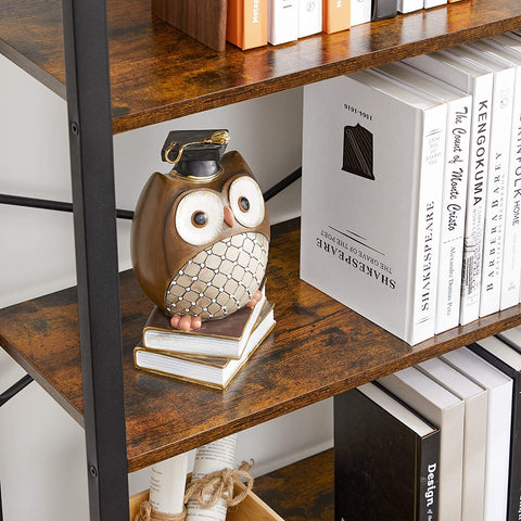 Rootz Bookcase - 6 Levels - Storage Cabinet - Storage Rack - 6 Levels - 186 cm - Brown - Black - Processed Wood - Steel