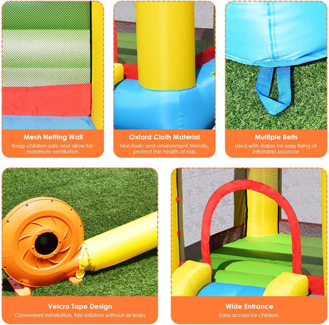 Rootz Bouncy Castle - Bouncy Castle With Fan - Slide Water - Slide Inflatable - Water Bouncy Castle - Oxford - Polyester Fabric - Multicolored - 330 x 245 x 215 cm