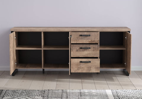 Rootz Premium Sideboard - Stylish Furniture Piece for Home Decor - Stylish Buffet - Chic Cupboard - Modern Credenza - Trendy Cabinet - Contemporary Shelving - Brown & Black - 214 x 86 x 45 cm