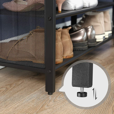 Rootz schoenenrek - gewatteerde bank met roosterplank - metalen constructie