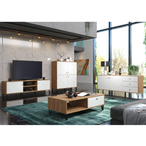 Rootz Bathroom Dresser - Storage Cabinet - Bath Organizer - Scandinavian Design - White Matt with Artisan Oak - 36x79x29 cm