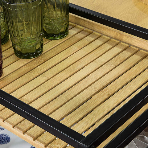 Rootz 3-laags metalen bamboe serveerwagen - keukenwagen - keukenplank