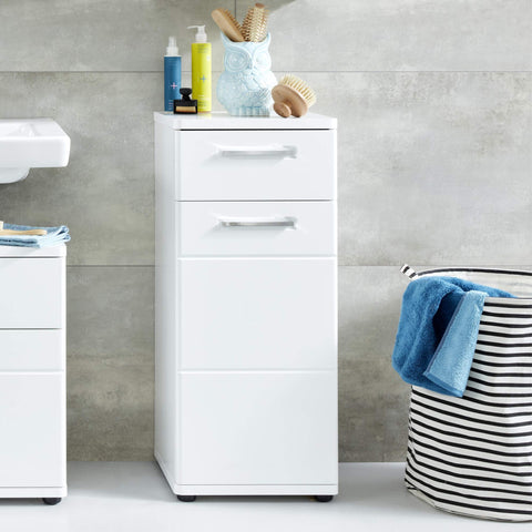Rootz Bathroom Cabinet - Dresser - Stand - Storage Unit - Cupboard - Sideboard - White - 37 x 87 x 34cm