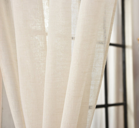 Rootz Transparent Curtains - Drapes - Window Dressings - Window Coverings - Sheers - Linen-Look Panels - Room Accents - Cream - 140x225cm