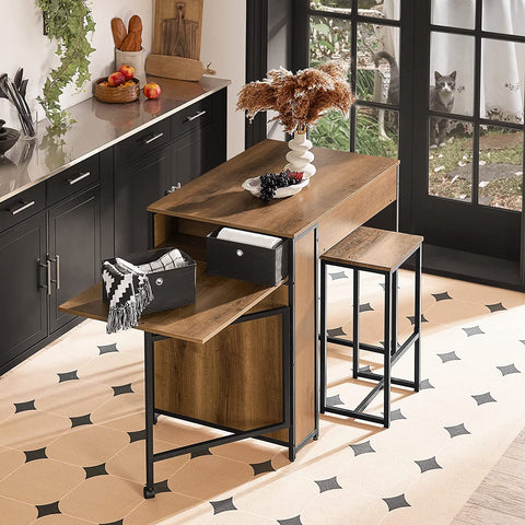 Rootz Bartafel met Uitschuifbaar Tafelblad - Keuken - Ontbijtbartafel - Koffiebar met Opvouwbaar Werkblad