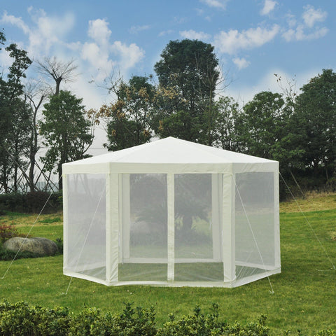 Rootz Garden Pavilion - Pavilion - Party Tent - Hexagonal - Blue / Cream - Metal - Water-repellent - 3.9 m x 3.9 m