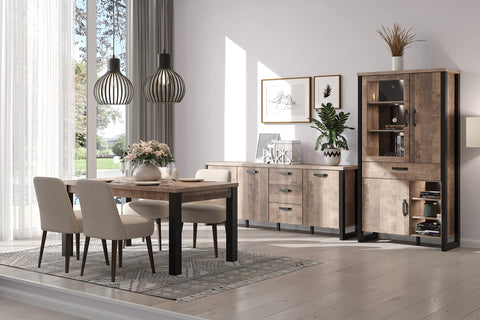 Rootz Stylish Wooden Dining Table - Furniture - Furnishing - Table Piece - Creation - Brown & Black - 160 x 77 x 90 cm