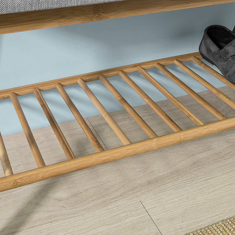 Rootz Bamboe Schoenenrek - Schoenenbank met Zitkussen - Gang - B91 × D34 × H45cm