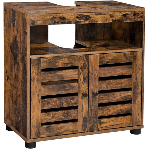 Rootz Bathroom furniture - Washbasin base cabinet - Recess - Open compartment - French doors - Industrial - Brown - Black - Processed Wood - 60 x 30 x 63 cm