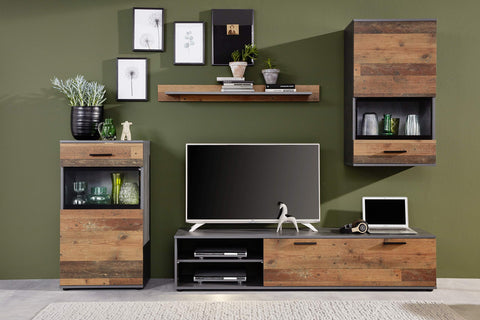 Rootz Living Room Set - Lounge Wall - Modern Furniture Collection - Oldwood Finish -246 x 182 x 37 cm