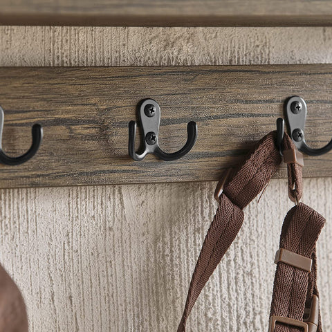 Rootz WallCoat Rack - Wall Shelf Hook - Rack with 4 Compartments and 5 Hooks - W73 x D16 x H28cm