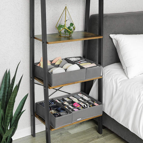 Rootz Storage Boxes - Drawer Organizer - Compartments - Foldable - Underwear - Socks - Ties - Fabric - Set Of 4 - Dark Gray