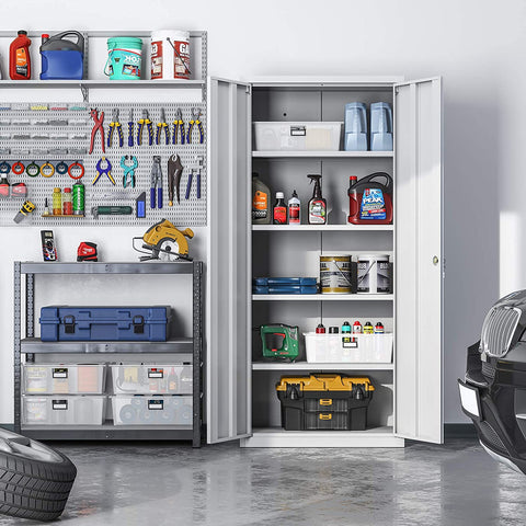 Rootz File Cabinet - Office Cabinet - Storage Cabinet - 5 Shelves - Steel - Grey