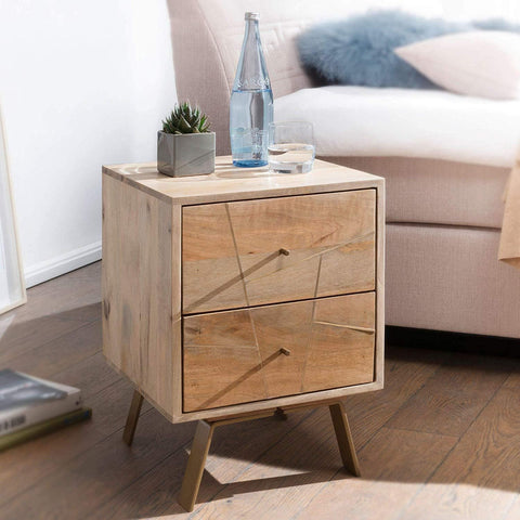 Rootz Bedside table - Bedside tables - Solid Wood - Brown - 40 x 56 x 40 cm