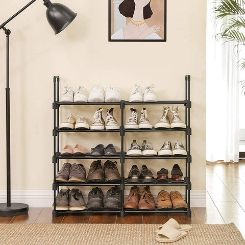 Rootz Storage Rack - 10 Levels - Shoe Cabinet - Shoe Rack - 45 x 30 x 174 cm - Black