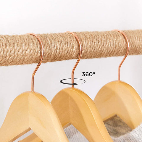 Rootz Wooden Clothes Hangers - Set Of 20 - Suit Hangers - Anti-Slip - 360 Degree Swivel Hook - Coats - Shirts - Pants - Natural Color