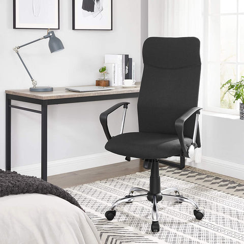 Rootz Office Chair - Swivel Chair - Ergonomic - Executive Chair - Height Adjustable - Upholstered - Black - 63 x 63 x (110-120) cm