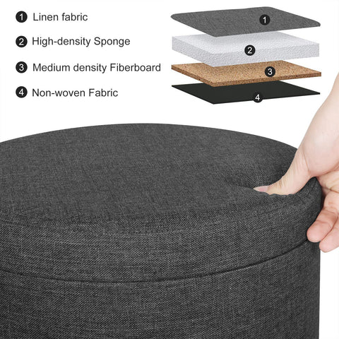 Rootz Sitzhocker - Footstool - Ottoman - Storage Seat - Pouf - Footrest - Step Stool - Dark Gray - Φ 32 x 36 cm