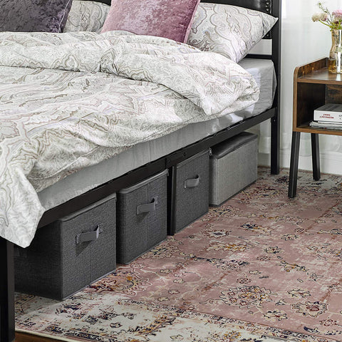 Rootz Storage Boxes - Set Of 3 - Lid - Foldable - Fabric - Handles - Gray - 40 x 30 x 25 cm