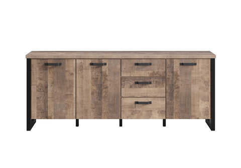 Rootz Premium Sideboard - Stylish Furniture Piece for Home Decor - Stylish Buffet - Chic Cupboard - Modern Credenza - Trendy Cabinet - Contemporary Shelving - Brown & Black - 214 x 86 x 45 cm