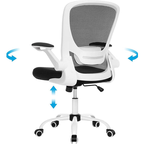 Rootz Bureaustoel - Bureaustoel - Mesh Cover - Ergonomisch - Verstelbare Lendensteun - Wit - Zwart - 66 x 60 x (99-107) cm