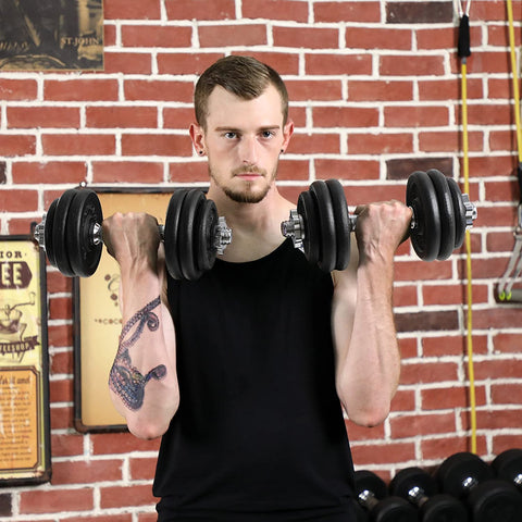 Rootz Dumbbell Set - Adjustable - Connecting Tube - 8 x 2.5 kg - 4 x 1.25 kg - Anti-Slip - Cast Iron