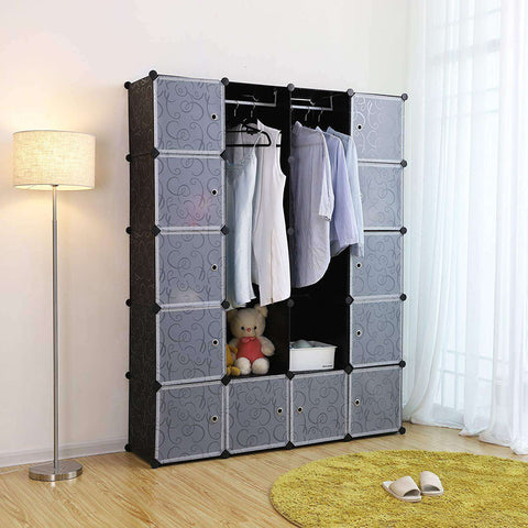 Rootz Wardrobe Click System - 14 compartments - Plastic - Clothes - Wardrobe with hanging rails - 143 x 36 x 178 cm