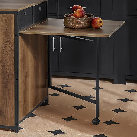 Rootz Bartafel met Uitschuifbaar Tafelblad - Keuken - Ontbijtbartafel - Koffiebar met Opvouwbaar Werkblad