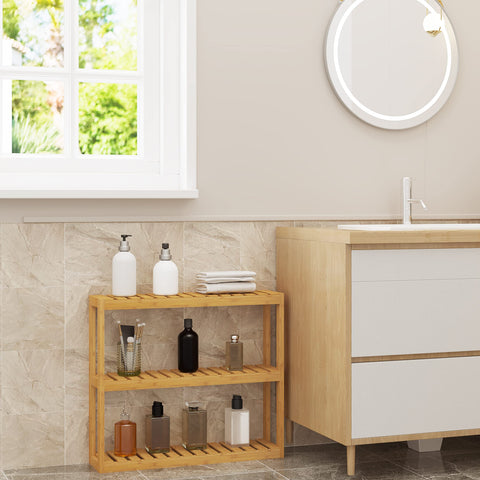 Rootz Bamboo Wall Shelf - Shelving Unit - Storage Rack - Display Stand - Bookcase - Organizer - Tiered Shelf - Natural - 60 x 15 x 54 cm