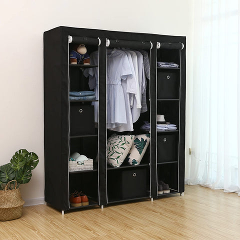 Rootz Wardrobe XXL Black - Foldable Wardrobe - Wardrobe