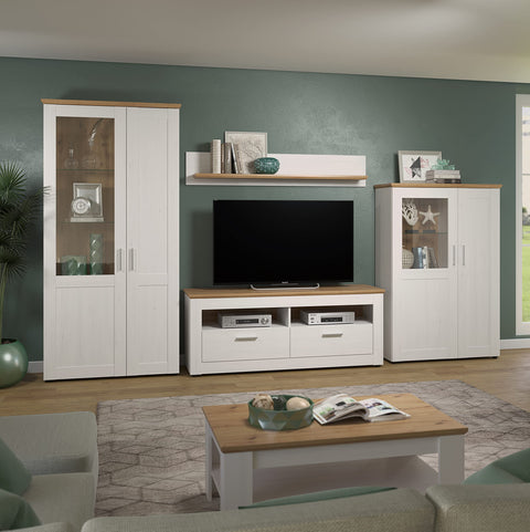 Rootz Shade Wandboard - Wall Shelf - Wall Rack - Wall Unit - Display Ledge - Floating Shelf - Mountable Board - Andersen Pine White/Artisan Oak - 146x25x21cm