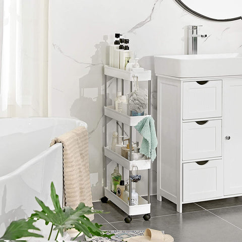 Rootz Trolley - Bathroom trolley - Kitchen trolley - White - 40 x 12.5 x 86