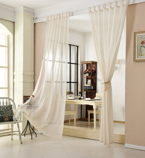 Rootz Transparent Curtains - Drapes - Window Dressings - Window Coverings - Sheers - Linen-Look Panels - Room Accents - Cream - 140x225cm
