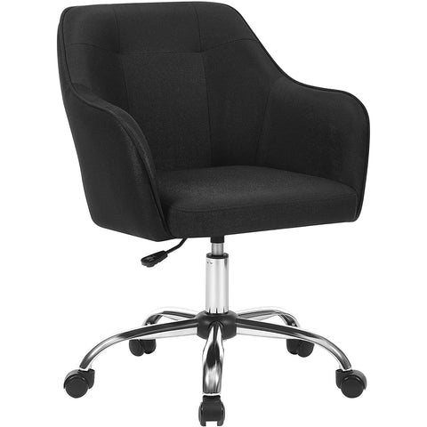 Rootz Office Chair - Swivel Chair - Office Chair - On Wheels - Height Adjustable - Steel - Imitation Linen - Black - Silver - 65 x 69 x (83-93) cm