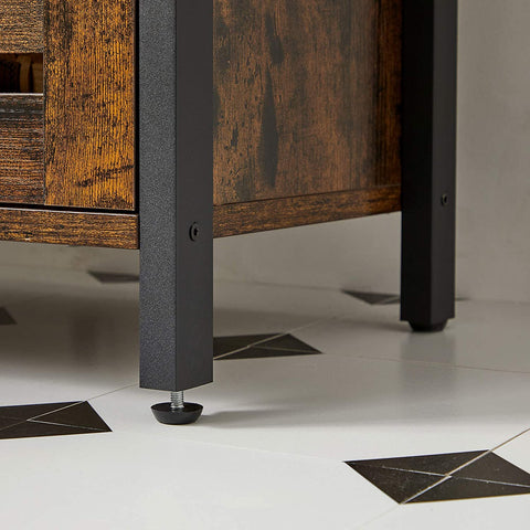 Rootz Bathroom Furniture - Bathroom Cabinet - Washbasin Base Cabinet - 2 Doors - Industrial - Brown - Black - Processed Wood - Steel - 60 x 30 x 60 cm