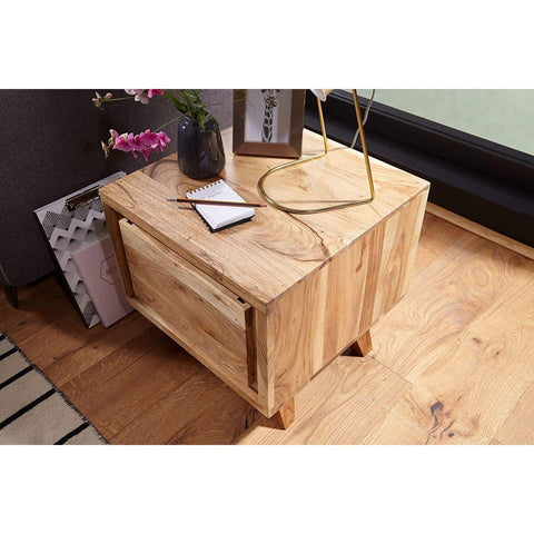 Rootz Nightstand - Wooden Side Table - Brown - 45 x 45 x 44 cm