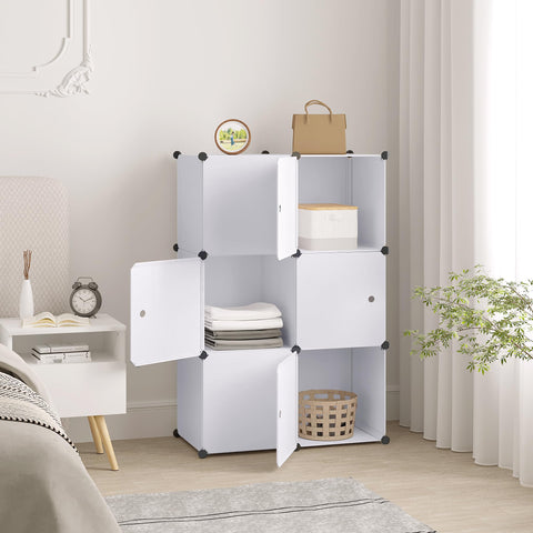 Rootz Wardrobe - Closet - Storage Unit - Clothing Organizer - Shelving System - Cabinet - White - 96x30x96cm