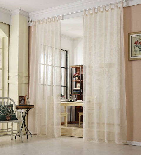 Rootz Transparent Curtains - Drapes - Window Dressings - Window Coverings - Sheers - Linen-Look Panels - Room Accents - Cream - 140x225cm
