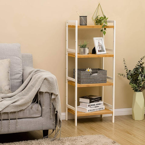 Rootz Bamboo rack - Standing rack - Kitchen rack - 4 shelves - White Bamboo - 45 x 31.5 x 110 cm