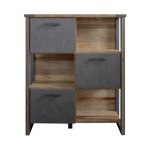 Rootz Living Room Stand Shelf - Bookcase - Storage Unit - Display Rack - Organizer - Shelving System - Cabinet - Brown (Oldwood with Matera) - 113 x 136 x 42 cm