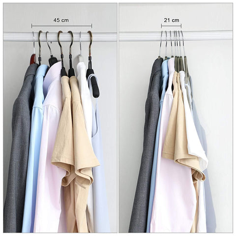 Rootz Kleiderbügel – 100 Stück – rutschfest – drehbarer Metallhaken – Grau