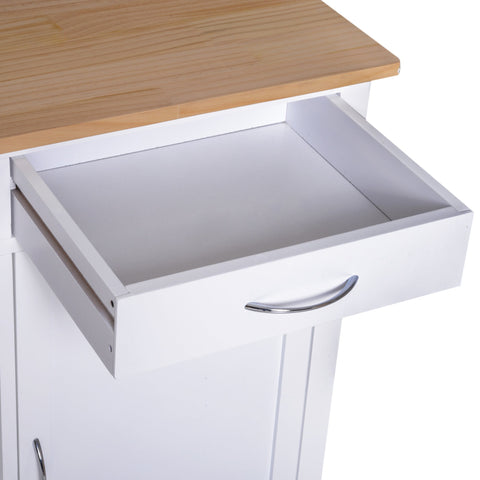 Rootz Kitchen Trolley - Serving Trolley - 2 Drawers - On Wheels - 4 Storage Compartments - 88.5 x 40 x 86 cm - White - Brown