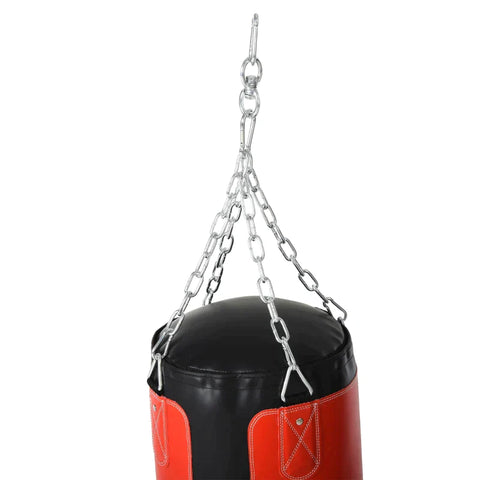 Rootz Boxsack-Set – Boxset mit Boxhandschuhen – gefülltes Set für Erwachsene – Jugendliche – schwerer Boxsack zum Aufhängen – Schwarz/Rot – 30 x 120 cm