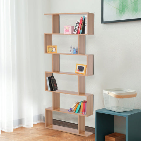 Rootz Bookcase - Bookshelf - Chipboard - 6 Storage Compartments - Maple