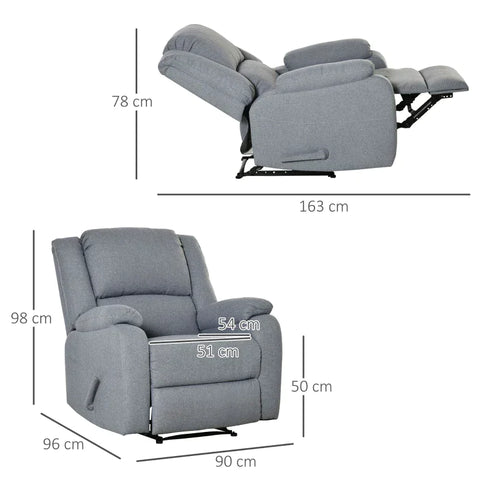 Rootz Lounge Chair - Relaxation Chair - Armchair - With Reclining Function - TV Armchair - TV chair - Polyester - Gray - 90 x 96 x 98 cm