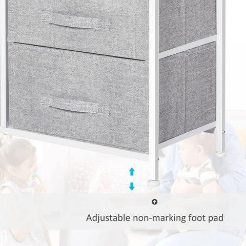 Rootz Drawer Cabinet - Storage Cabinet - Fabric Chest Of Drawers - 5 Fabric Drawers - Fabric + Wood + Metal Frame - Grey - 83 x 29 x 77 cm
