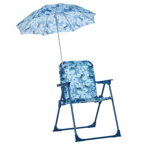 Rootz Beach Chair - Camping Chair - Foldable - With Parasol - Polyester - Blue
