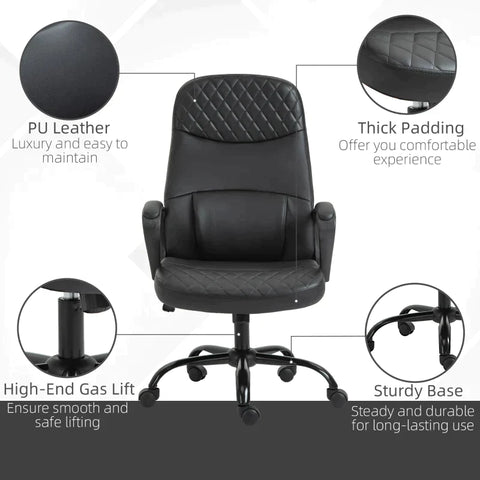 Rootz Office Chair - Massage Chair - Height-adjustable Executive Chair - Gaming Chair - Ergonomic Swivel Chair - PU Leather - Grey/Brown - 60 x 70 x 109-119 cm
