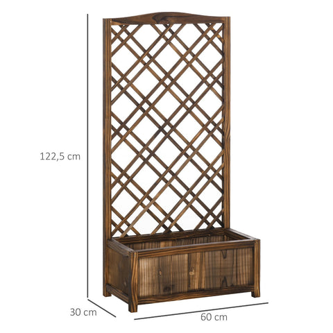 Rootz Planter - Tuinbak - Verhoogd - Klimrek - Vurenhout - Bruin - 60 x 30 x 122,5 cm